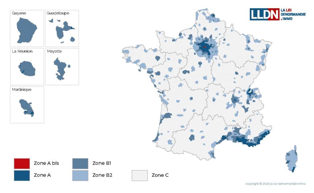 Carte des zones ABC loi Denormandie